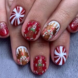 Candy cane Fake Press On Nails NWT